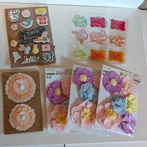 NWT Lot 7 Easter Spring Floral Crafting Bundle Flowers Puffy Stickers Michael's